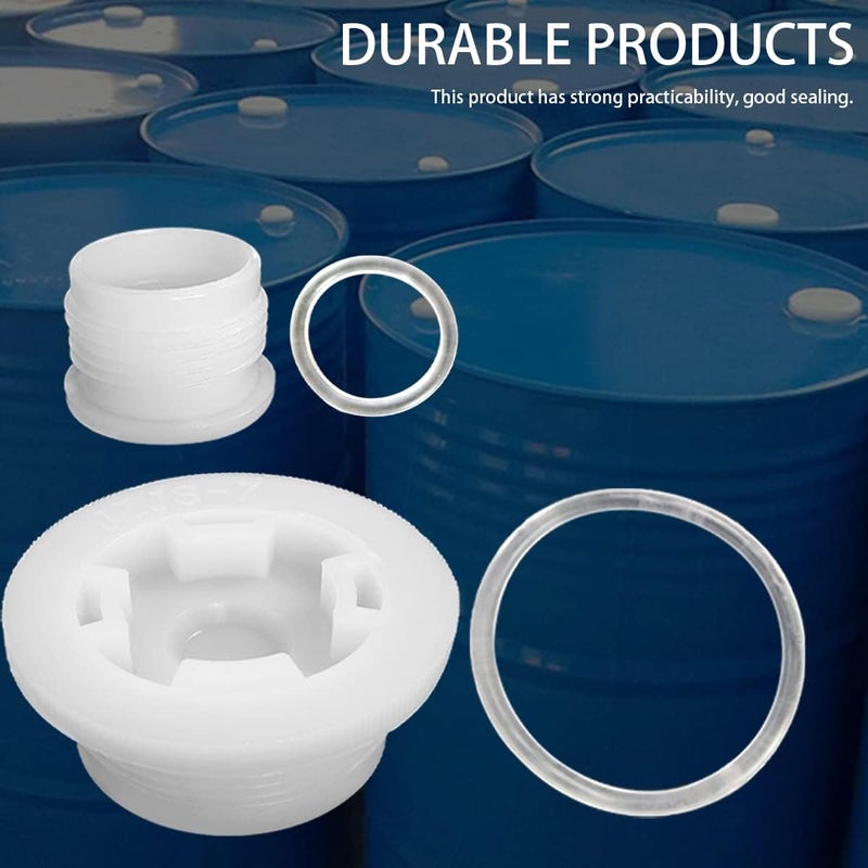 Weilan Bung Caps 2 inch Fine Thread Barrel Caps 6 Pieces and 6 Pieces 3/4" Plastic Bung Hole Caps with 12Pieces Gasket for 55 Gallon Drum - Image 5