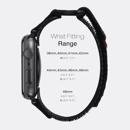 Nereides Compatible with Apple Watch Band Ultra 3/2/1, Nylon Sports Strap with Woven Design for 49mm (L, Black) - Image 5