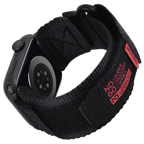 Nereides Compatible with Apple Watch Band Ultra 3/2/1, Nylon Sports Strap with Woven Design for 49mm (L, Black) - Image 1