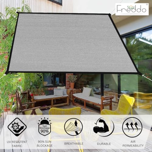 FREDDO HDPE Fabric Polyester Webbing Sun Shade Sails 85-90% Protection from Sun & UV Rays for Car Parking, Outdoor Garden, Balcony, Patio, Grey Color, 9.5 ft x 25 ft, Pack of 1 Piece - Image 3