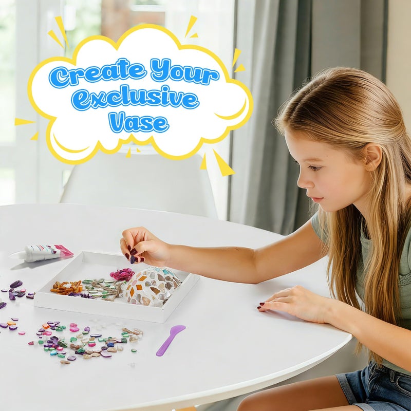 Kssiaz DIY Vase Mosaic Painting Kit, DIY Mosaic Arts and Craft Kits with Vase Flower Mosaic Accessories, Handmade Sticker Painting Gem Art Kit Christmas Room Decor - Image 2