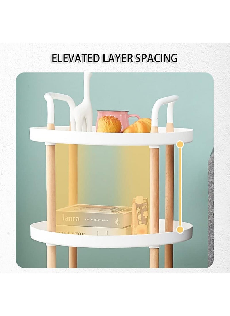 MUGATH MUGATH 2 Layer Round Center Table Living RoomCoffee Table Sofa Side Snack Table with WheelsSmall Mobile TrolleyMultiLayer Storage Shelves for Kitchen Living Room Bedroom Nightstand and Balcony  - Image 5