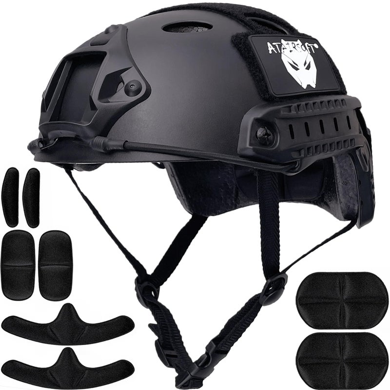 ATAIRSOFT PJ Type Tactical Airsoft Fast Helmet, Lightweight ABS with NVG Mount & Side Rails Bump Protection for Men, Women Air Soft, Paintball, CS, Caving, Hunting, Hiking and Outdoor Sports - Image 1