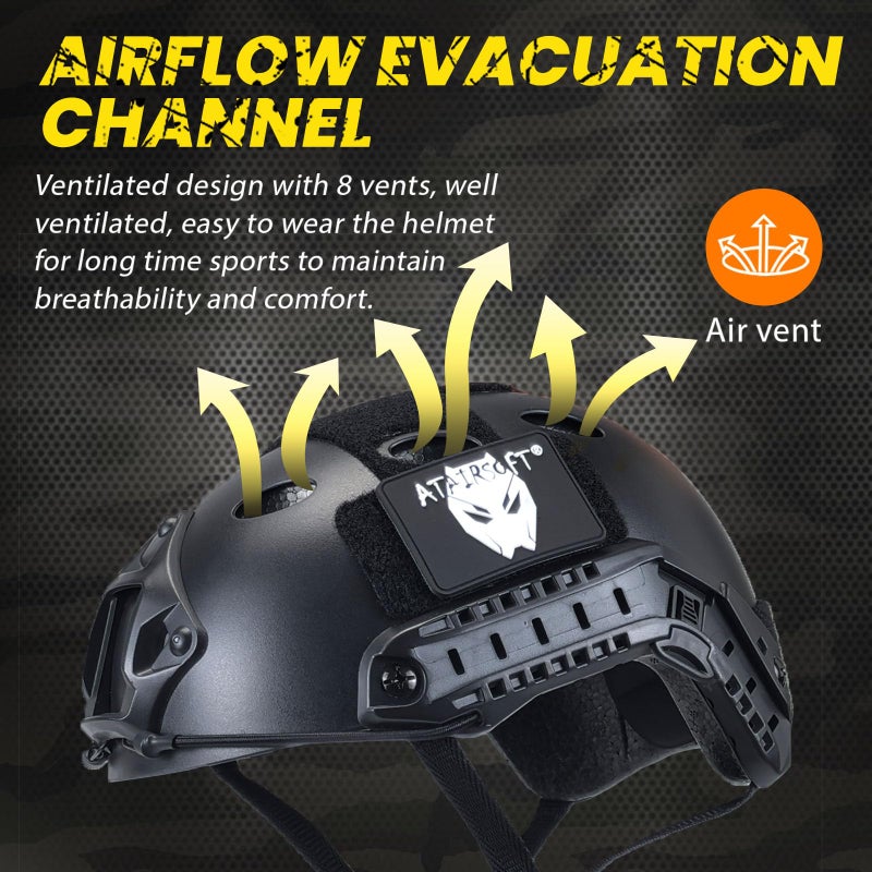 ATAIRSOFT PJ Type Tactical Airsoft Fast Helmet, Lightweight ABS with NVG Mount & Side Rails Bump Protection for Men, Women Air Soft, Paintball, CS, Caving, Hunting, Hiking and Outdoor Sports - Image 4