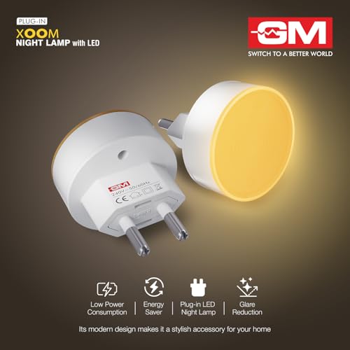 GM 3031 Xoom Mini LED Night Lamp 0.5 W Plug-in with Switch, Compact Ambient Light for Bedroom Hallway Nursery, Energy Efficient, Soft Orange Glow (Pack of 3) - Image 4