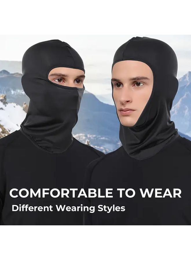2pcs Black Balaclava Face Mask Breathable Moisture Wicking Polyester Full Face Cover Stretchable Quick Dry Outdoor Helmet Liner For Cycling Motorcycle Riding Hiking Skiing Parades Street Celebrations Music Festivals Christmas Halloween Holiday Costume - Image 5