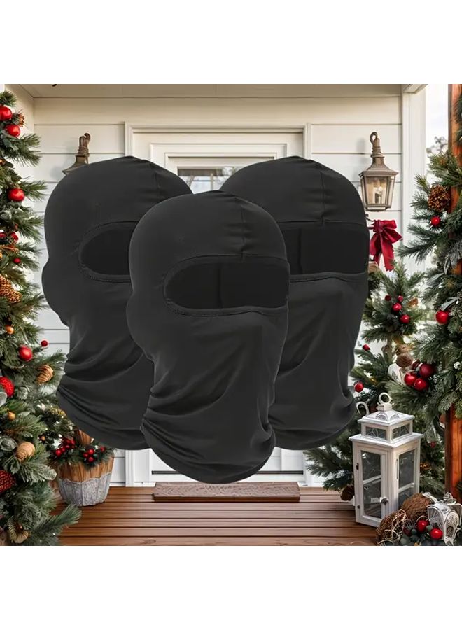 2pcs Black Balaclava Face Mask Breathable Moisture Wicking Polyester Full Face Cover Stretchable Quick Dry Outdoor Helmet Liner For Cycling Motorcycle Riding Hiking Skiing Parades Street Celebrations Music Festivals Christmas Halloween Holiday Costume - Image 3