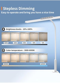 LOOPITYS Desk Lamp, RemoteControl,3 Colors Stepless Dimming LED Desk Lamps for Home Office Adjustable Memory Desk Light with Clamp Office Lamp Eye Caring Computer Light for Working Sewing/12W/1480lux  - Image 4