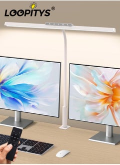 LOOPITYS Desk Lamp, RemoteControl,3 Colors Stepless Dimming LED Desk Lamps for Home Office Adjustable Memory Desk Light with Clamp Office Lamp Eye Caring Computer Light for Working Sewing/12W/1480lux  - Image 1