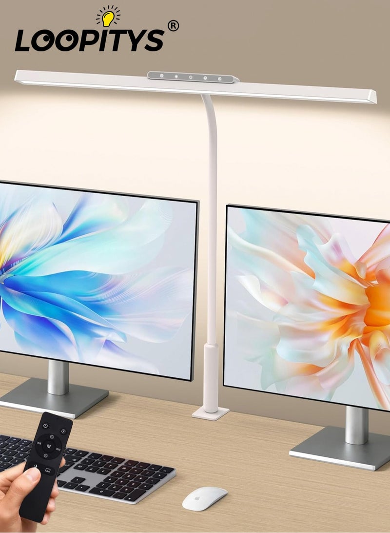 لوبيتيز مصباح طاولة ، وحدة تحكم عن بعد ، 3 لون ستبليس يعتم مصباح طاولة LED ، مصباح طاولة قابلة للتعديل الذاكرة في المكتب المنزلي ، مصباح مكتب مع مقطع ، مصباح الكمبيوتر لرعاية العين ، ومناسبة للخياطة العمل / 12W / 1480lux  - Image 1