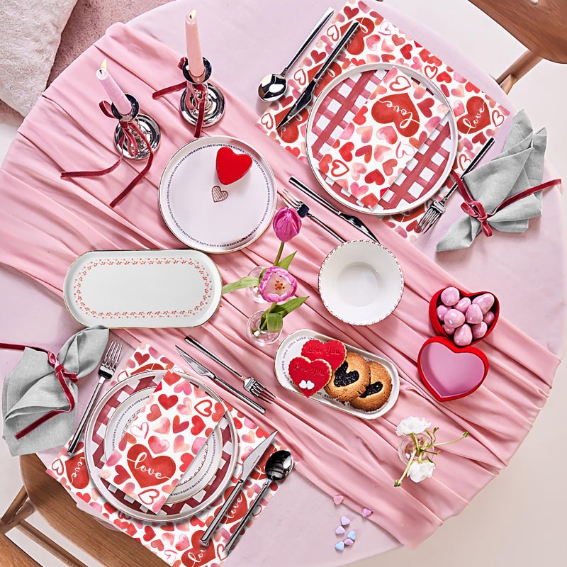 IANFEPH 100PCS Watercolor Heart Valentines Day Napkins Disposable Hand Towels for Bathroom 3 Ply Red Pink Heart Love Paper Napkins Decorative Guest Napkins for Farmhouse Valentines Day Anniversary Party  - Image 4