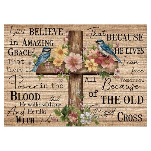 Larkipuzz Jesus Cross Puzzles for Adults 1000 PieceVintage Christian Religious Bible Jigsaw Puzzle Bird Flower Inspirational Scripture Puzzle - Image 5