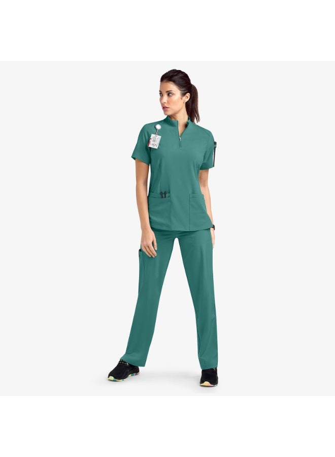 NIBEMINENT Summer Casual Stand Collar Zipper Operating Room Care Service Hospital Nurse Work Outfit - Image 1