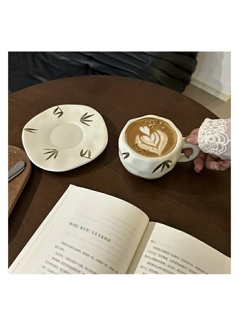 White ceramic coffee mug with black decoration - elegant and modern - Image 2