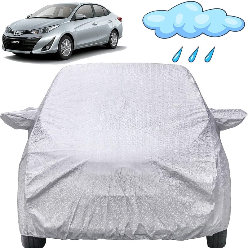Autofact Waterproof Car Body Cover Compatible with Toyota Yaris (2018 to 2021) with Mirror Pockets (Shinning Silver) - Image 1