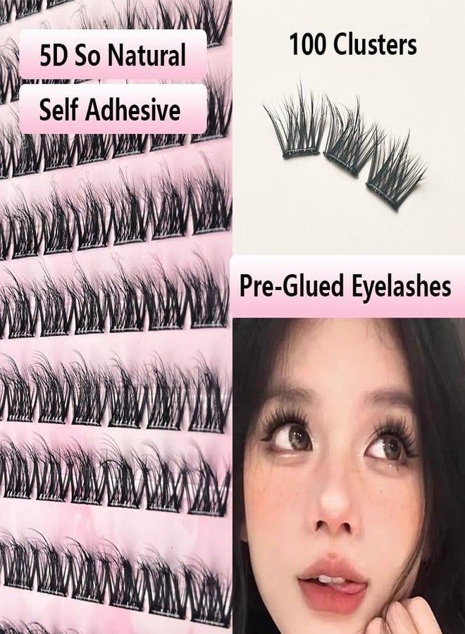 LASGOOS Self Adhesive Eyelashes 100 Clusters Press On Eyelash Clusters Natural Messy 5D Lash Extension Pre-Glued Cluster Lashes DIY Eyelash Extensions at Home No Glue No Remover Needed Lashes - Image 3