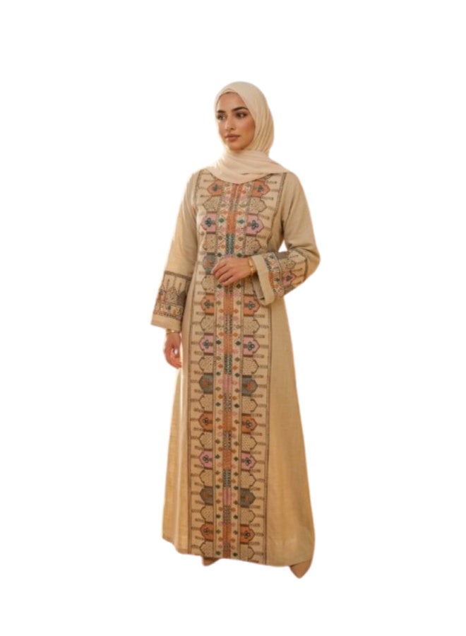 Women's imported linen abaya with embroidery – suitable for going out, receiving guests, and special occasions – elegant design – high-quality fabric and excellent finishing - Image 1