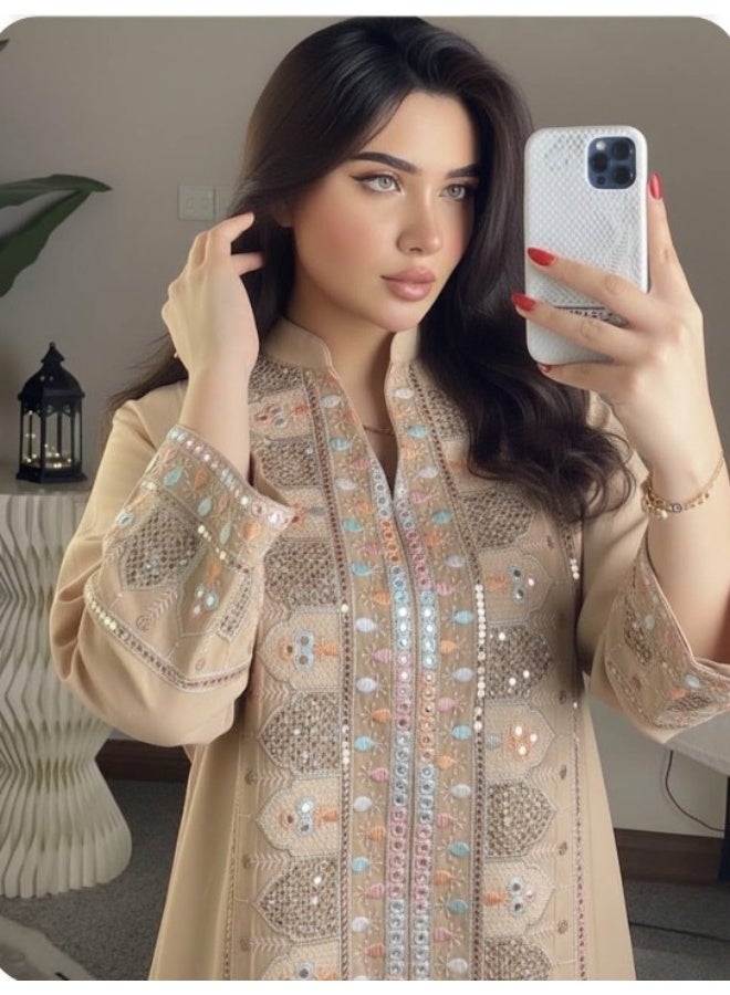 Women's imported linen abaya with embroidery – suitable for going out, receiving guests, and special occasions – elegant design – high-quality fabric and excellent finishing - Image 3