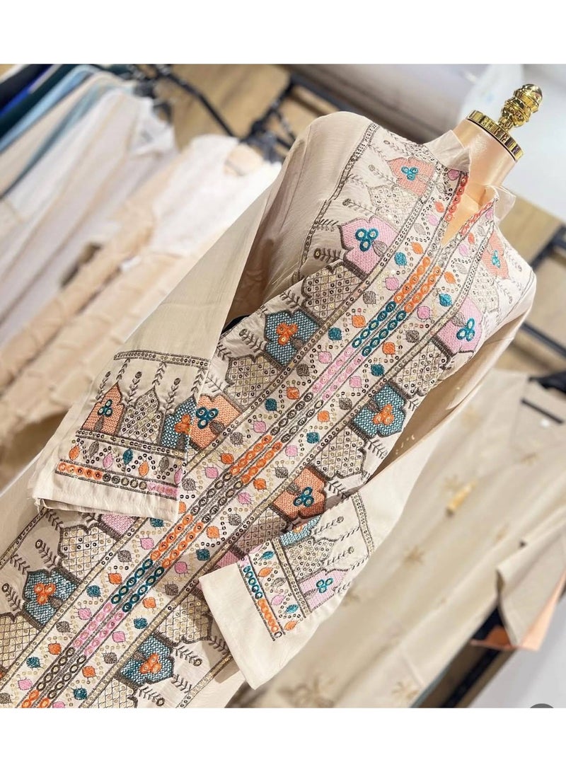 Women's imported linen abaya with embroidery – suitable for going out, receiving guests, and special occasions – elegant design – high-quality fabric and excellent finishing - Image 4