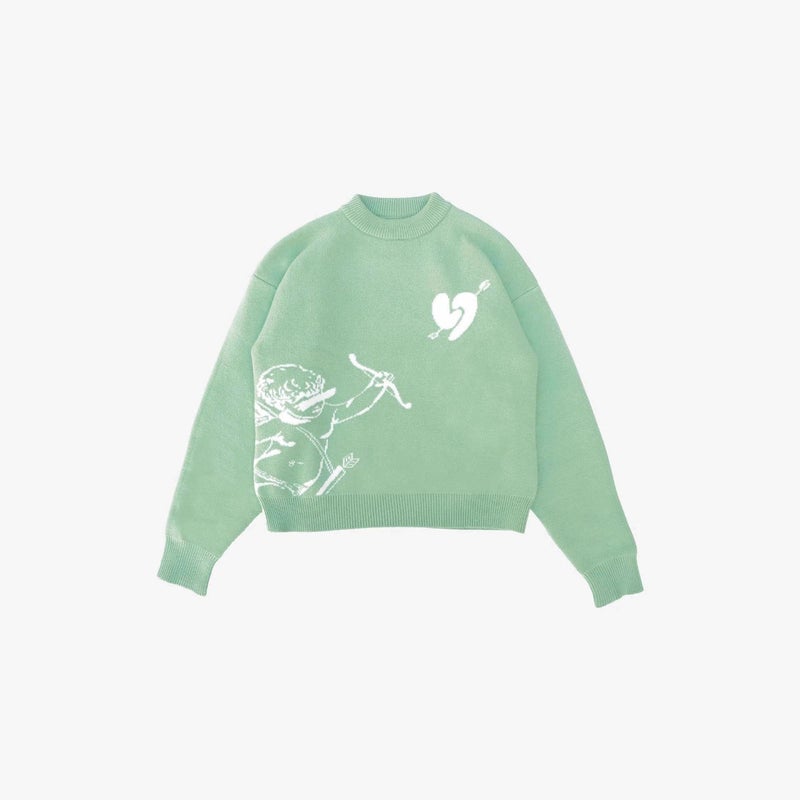 Y2K American High Street Casual Unisex Sweater, Cupid Archery Jacquard Knit Top - Image 2