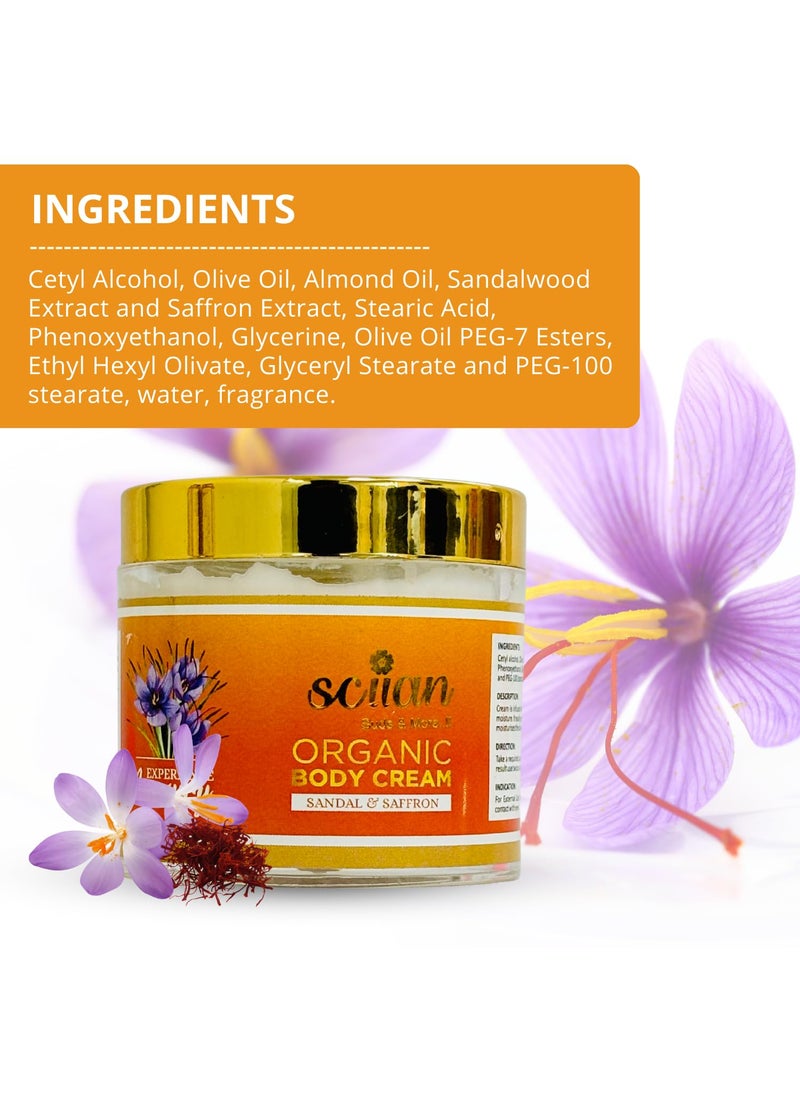 sciian SCIIAN Sandal and Saffron Body Cream for Women Body Massage Cream Body Cream for Dry Skin Body Cream For Summer Enriched with Olive Oil Almond Oil Pack of 2 100g  - Image 3