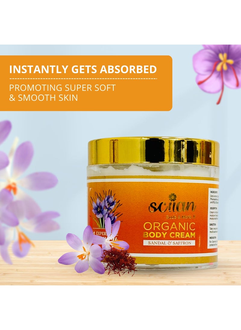 sciian SCIIAN Sandal and Saffron Body Cream for Women Body Massage Cream Body Cream for Dry Skin Body Cream For Summer Enriched with Olive Oil Almond Oil Pack of 2 100g  - Image 5
