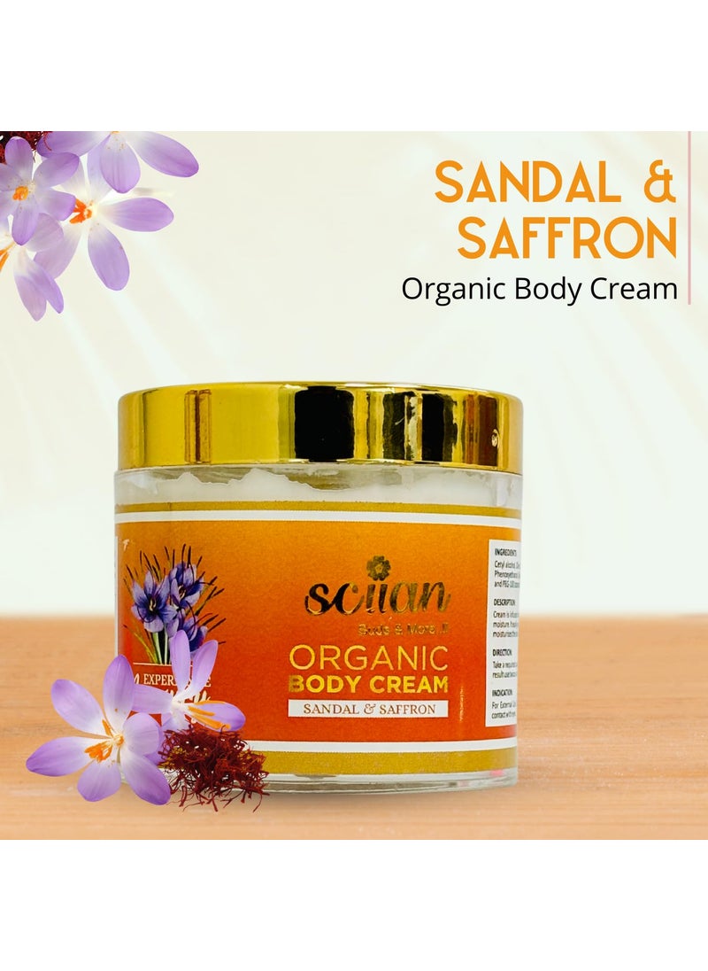 sciian SCIIAN Sandal and Saffron Body Cream for Women Body Massage Cream Body Cream for Dry Skin Body Cream For Summer Enriched with Olive Oil Almond Oil Pack of 2 100g  - Image 2