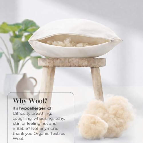 OrganicTextiles ORGANIC TEXTILES 100% Natural Wool Pillow with Organic Cotton Cover, GOTS Certified - (Standard - Pack of 1) - Image 4