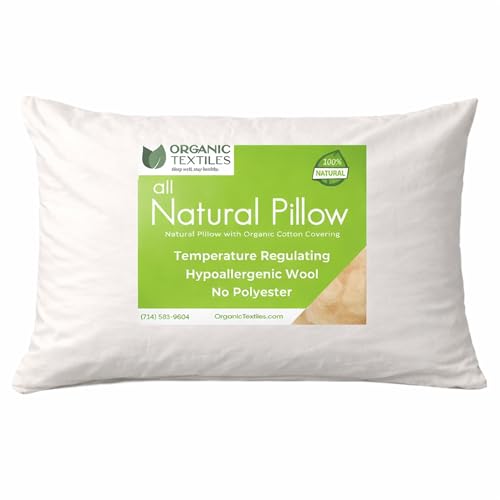 OrganicTextiles ORGANIC TEXTILES 100% Natural Wool Pillow with Organic Cotton Cover, GOTS Certified - (Standard - Pack of 1) - Image 1