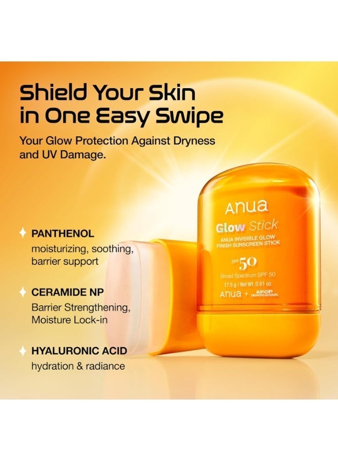 Anua Glow Stick Invisible Finish Sunscreen SPF 50 – No Cast Broad Spectrum with Ceramide & Hyaluronic Acid 17.5ggrams - Image 3