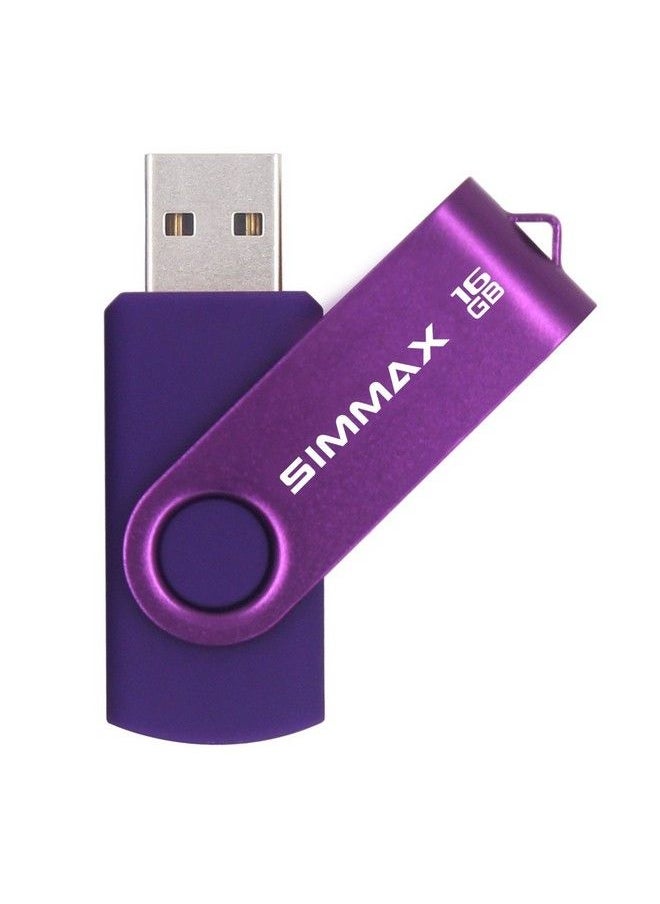 SIMMAX - Usb Flash Drives 2 Pack 16Gb Memory Stick Swivel Design Usb 2.0 Flash Drive Thumb Drive Zip Drives (16Gb Red Purple) - Image 1