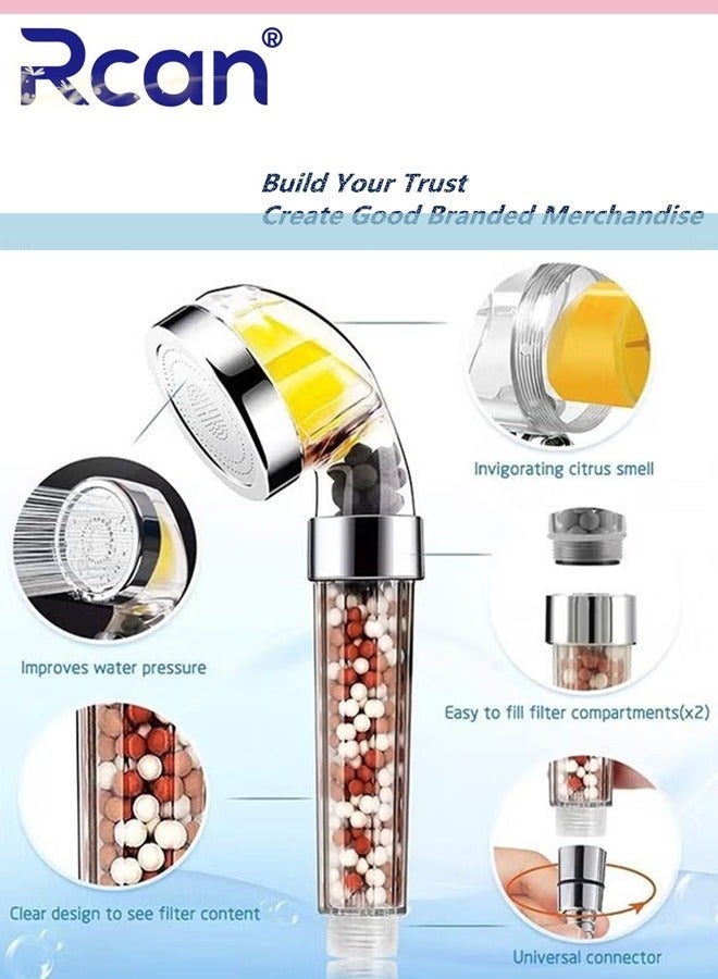 Rcan Shower Head with Vitamin C Filter Handheld Hard Water Softener High Pressure Shower Head with Filter Water Saving Spray Handheld Shower Heads with 4 Aromatherapy Blocks for Dry Skin and Hair - Image 3