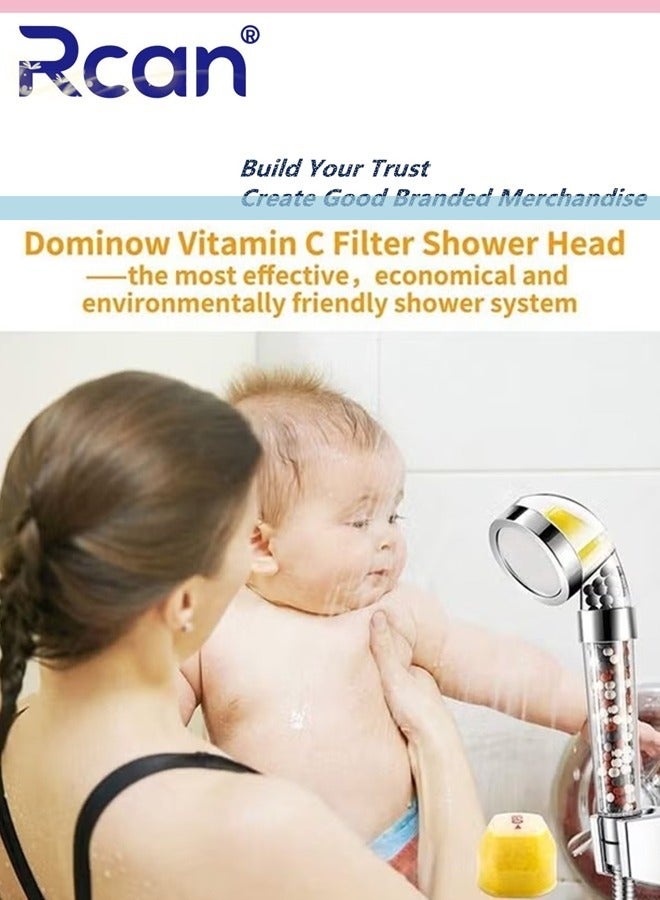 Rcan Shower Head with Vitamin C Filter Handheld Hard Water Softener High Pressure Shower Head with Filter Water Saving Spray Handheld Shower Heads with 4 Aromatherapy Blocks for Dry Skin and Hair - Image 4