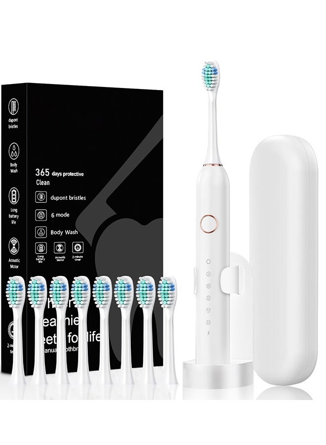 general White Series Ultra Whitening Toothbrush – ADA Accepted Electric Toothbrush- 8 Brush Heads & Travel Case – 40,000 VPM Electric Motor & Wireless Charging - 6 Modes w Smart Timer - Image 1
