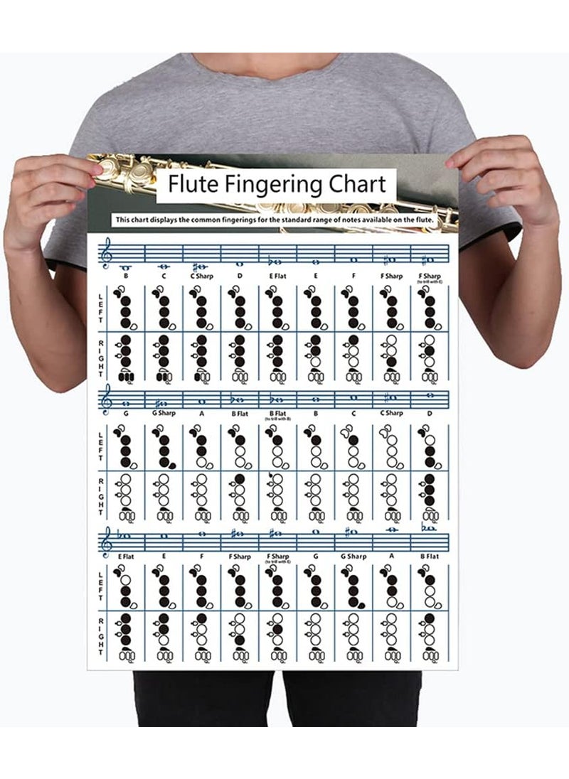 SYCOOVEN SYCOOVEN Flute Chord Chart Durable Portable Fingering Practice White Chord Chart for Flute Fingering Practice Chord Chart Beginner Student for Teaching or Group Study 16 x 22 SizeL  - Image 2