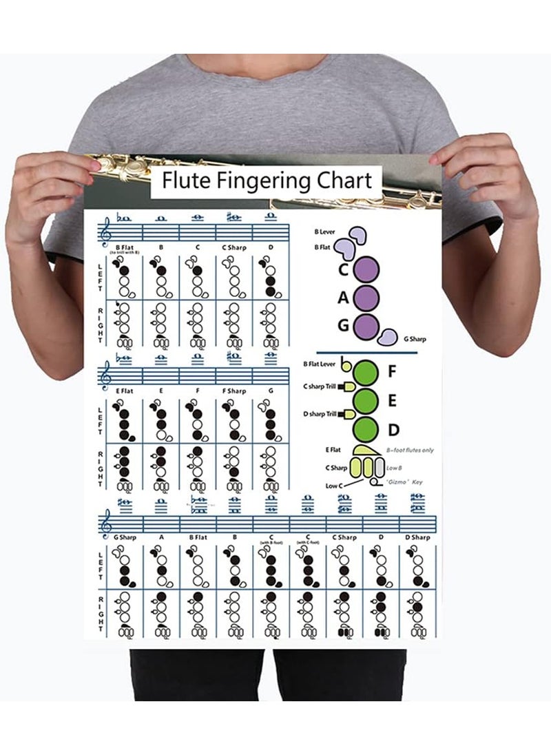 SYCOOVEN SYCOOVEN Flute Chord Chart Durable Portable Fingering Practice White Chord Chart for Flute Fingering Practice Chord Chart Beginner Student for Teaching or Group Study 16 x 22 SizeL  - Image 5
