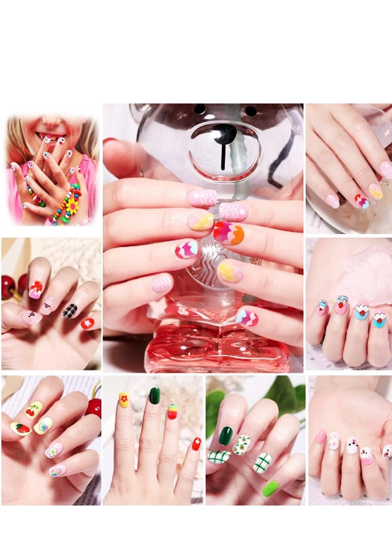 Captaintech 144 Pieces Kids Stick On Nails Full Cover Children False Short Press Sets Fake Cartoon Nail Pattern for Girls Art Decoration - Image 3