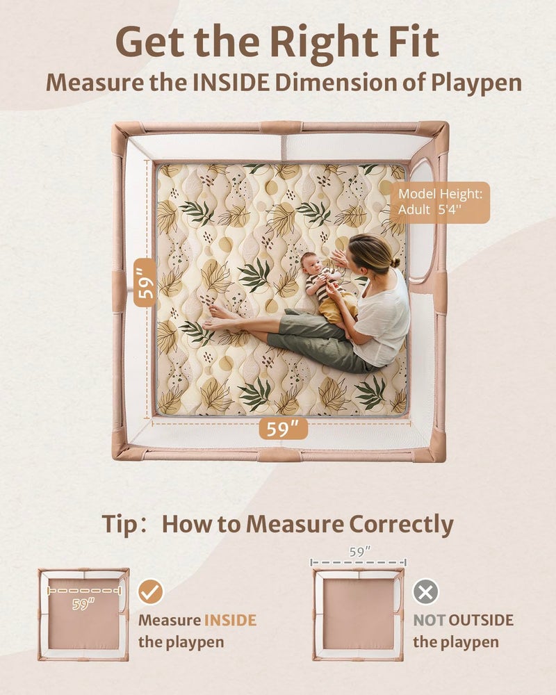 Blissful Diary Baby Play Mat, 59x59 Thick and Larger Soft Cushioned Foam Mat for Floor, Non-Slip Washable Playmat for Toddlers, Earth Tones Design - Image 2