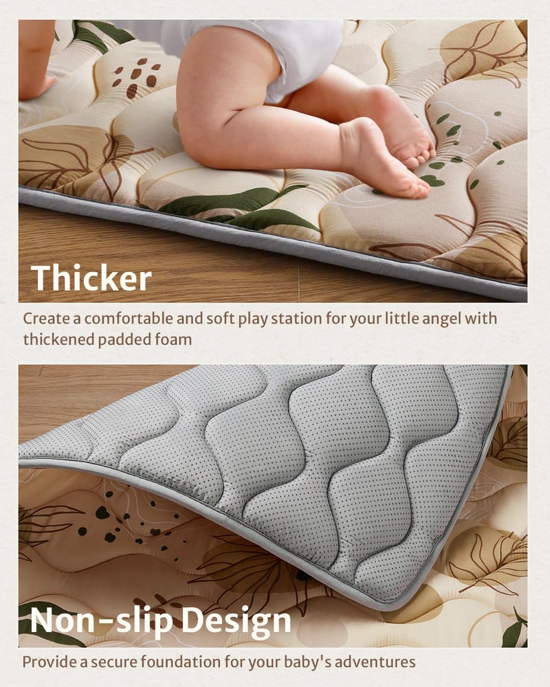 Blissful Diary Baby Play Mat, 59x59 Thick and Larger Soft Cushioned Foam Mat for Floor, Non-Slip Washable Playmat for Toddlers, Earth Tones Design - Image 5
