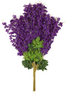Haidue 12 Pcs Hanging Artificial Silk Wisteria Vine Ratta Silk 110 cm Purple  - Image 2