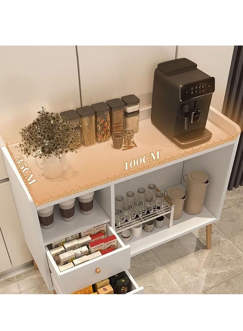 Generic Kitchen Cabinet Coffee Cabinet Sideboard Cabinet with Drawers and Open Shelves Coffee Bar Cabinet for Tea and Coffee Small Storage Cabinet for Home Office  - Image 4