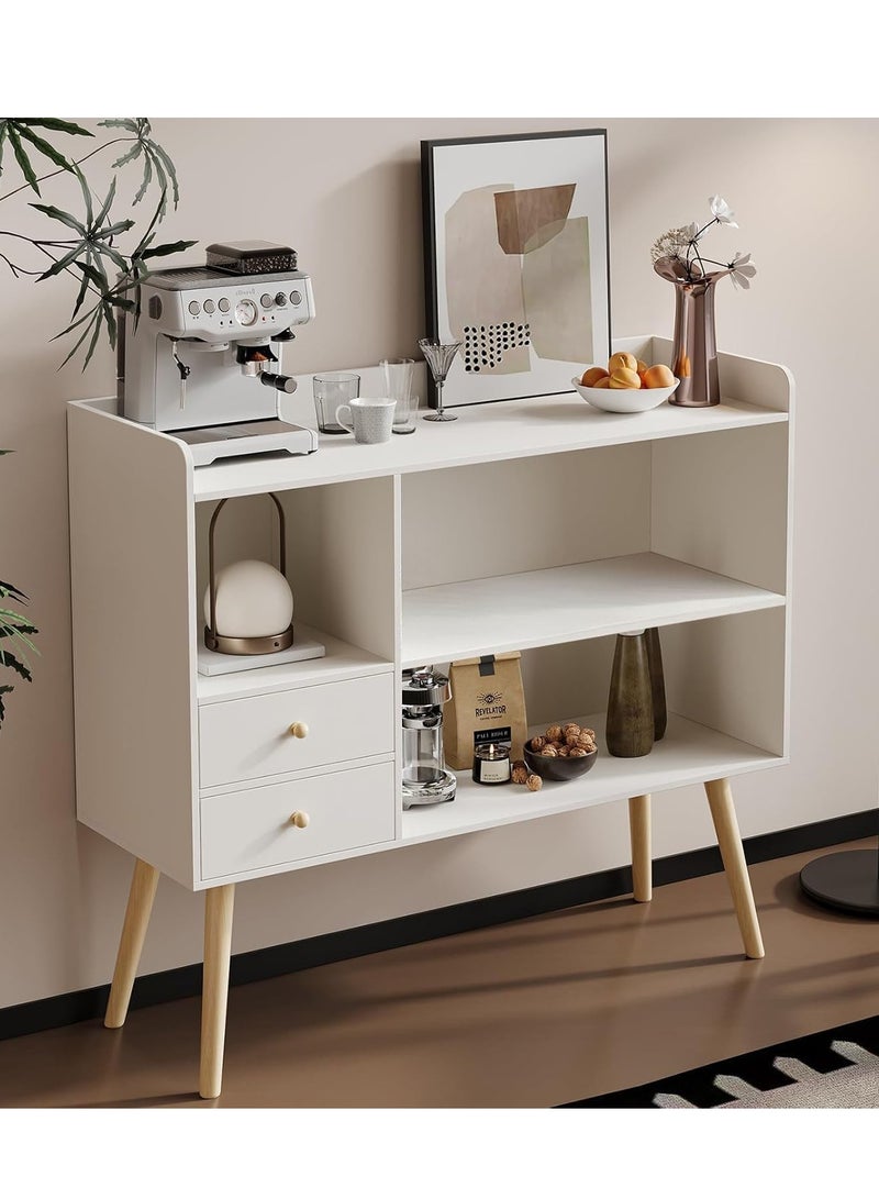 Generic Kitchen Cabinet Coffee Cabinet Sideboard Cabinet with Drawers and Open Shelves Coffee Bar Cabinet for Tea and Coffee Small Storage Cabinet for Home Office  - Image 1