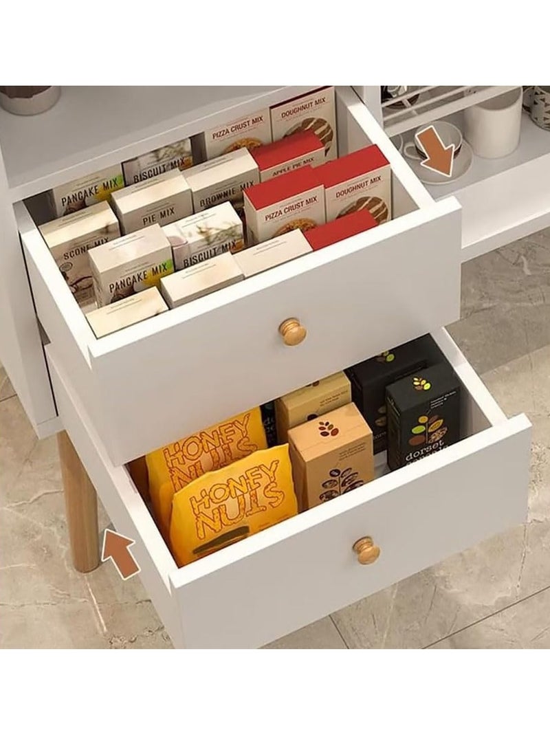 Generic Kitchen Cabinet Coffee Cabinet Sideboard Cabinet with Drawers and Open Shelves Coffee Bar Cabinet for Tea and Coffee Small Storage Cabinet for Home Office  - Image 3