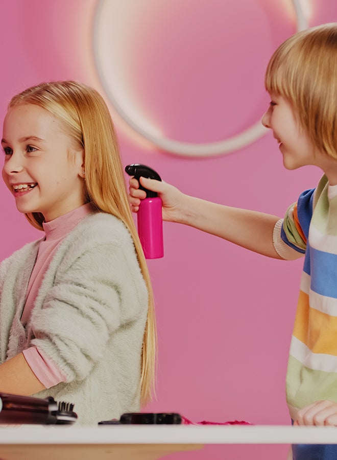 Klein Toys Klein Braun Satin Hair 7 Mega Set I With Hair Straightener, Brush And Much More I Battery-Powered Hairdryer I Gift Toys For Girls 3 Years + - Image 4