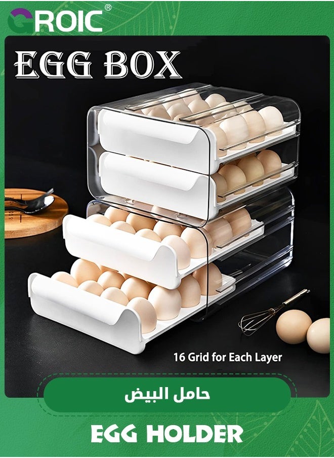 GROIC - Egg Holder, Egg Container for Refrigerator, Plastic Egg Storage Container Organizer Bin, Egg Fresh Storage Box ,Refrigerator Storage Box(2 Layer) - Image 1