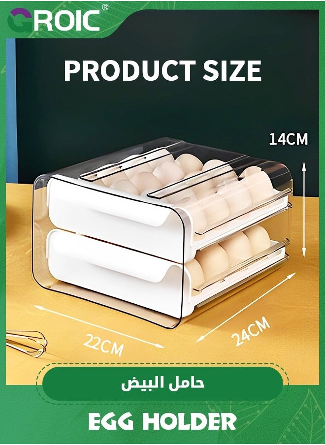 GROIC - Egg Holder, Egg Container for Refrigerator, Plastic Egg Storage Container Organizer Bin, Egg Fresh Storage Box ,Refrigerator Storage Box(2 Layer) - Image 1