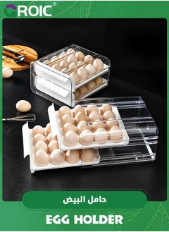 GROIC Egg Holder, Egg Container for Refrigerator, Plastic Egg Storage Container Organizer Bin, Egg Fresh Storage Box ,Refrigerator Storage Box(2 Layer)  - Image 4