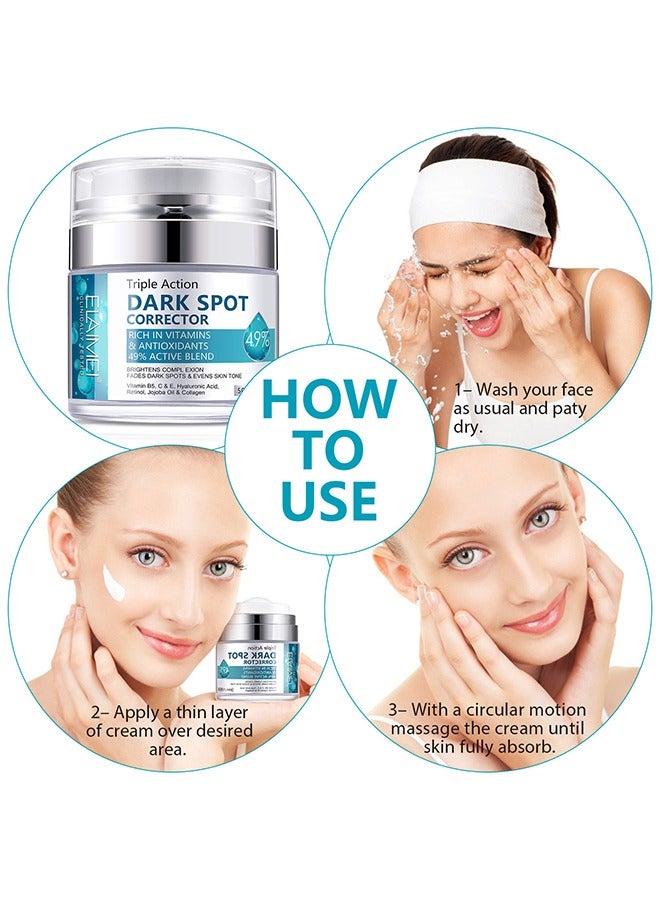 إليمي مصحح البقع الداكنة غني بالفيتامينات ومضادات الأكسدة مزيج نشط 49٪ - كريم مصحح للبقع الداكنة ، علاج الكلف ، علاج فرط التصبغ ، مزيل النمش بحمض الترانيكساميك ، النياسيناميد ، السكوالين وفيتامين E 50 مل - Image 5