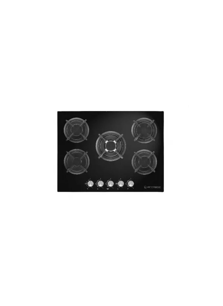 Ecomatic "Ecomatic Built-In Crystal Hob 70 cm 5 Gas Burners Cast Iron Full Safety Black S707RC " 
