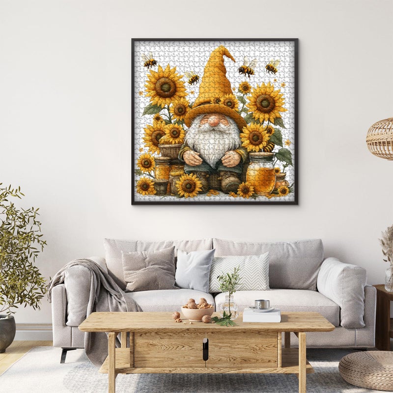 Pickforu Sunflower Gnome Puzzle For Adults 1000 Pieces  Funny Garden Gnomes Honey Bee Jigsaw Puzzle  Floral Nature Themed Challenge For Adults Art - Image 3